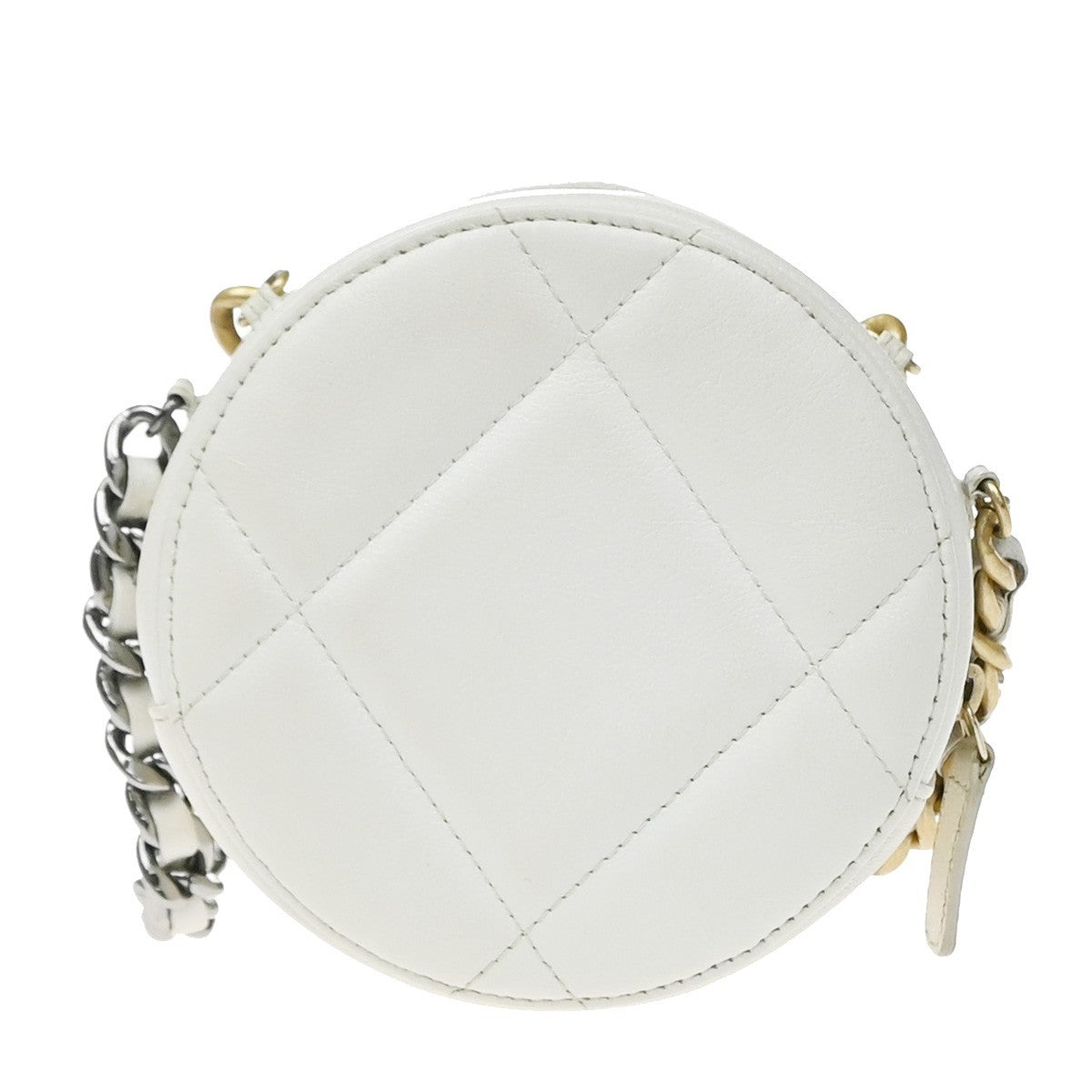 Chanel Chanel 19 Quilted White Leather Clutche & Pouche Bag (Pre-Owned)
