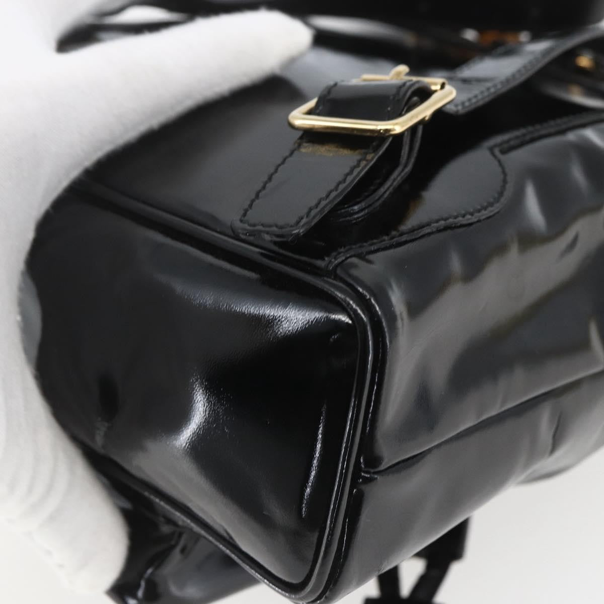 Gucci Vintage Bamboo Patent Black Patent_Leather Backpack Bag (Pre-Owned)