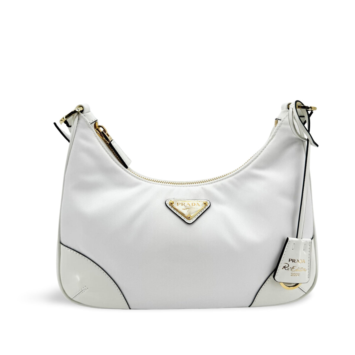 Prada Re-Edition 2004 Nylon And Leather White Nylon Shoulder Bag Bag (Pre-Owned)