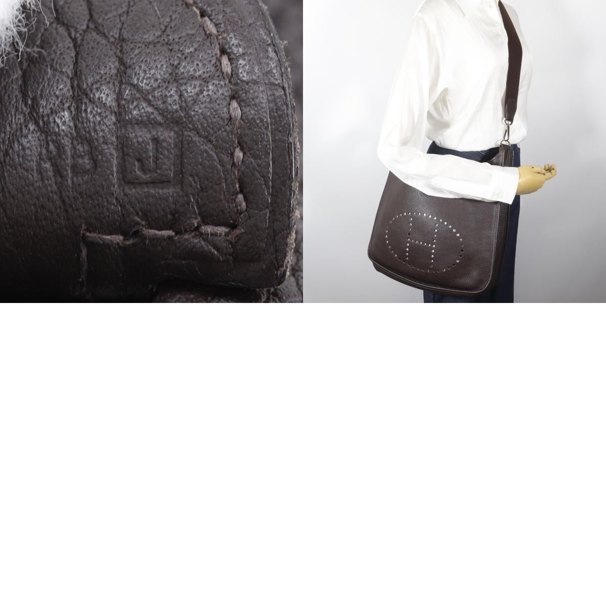 Hermes Evelyne Bag Gen I Clemence Brown Leather Handbag (Pre-Owned)