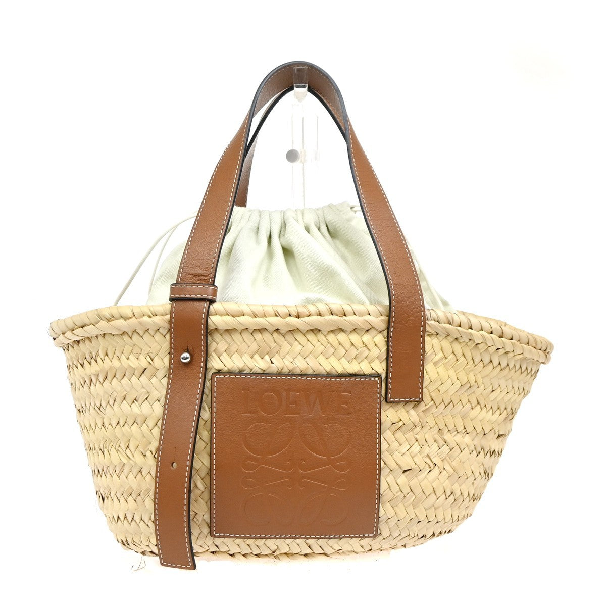 Loewe Basket Woven Raffia With Applique Beige Wicker Tote Bag Bag (Pre-Owned)