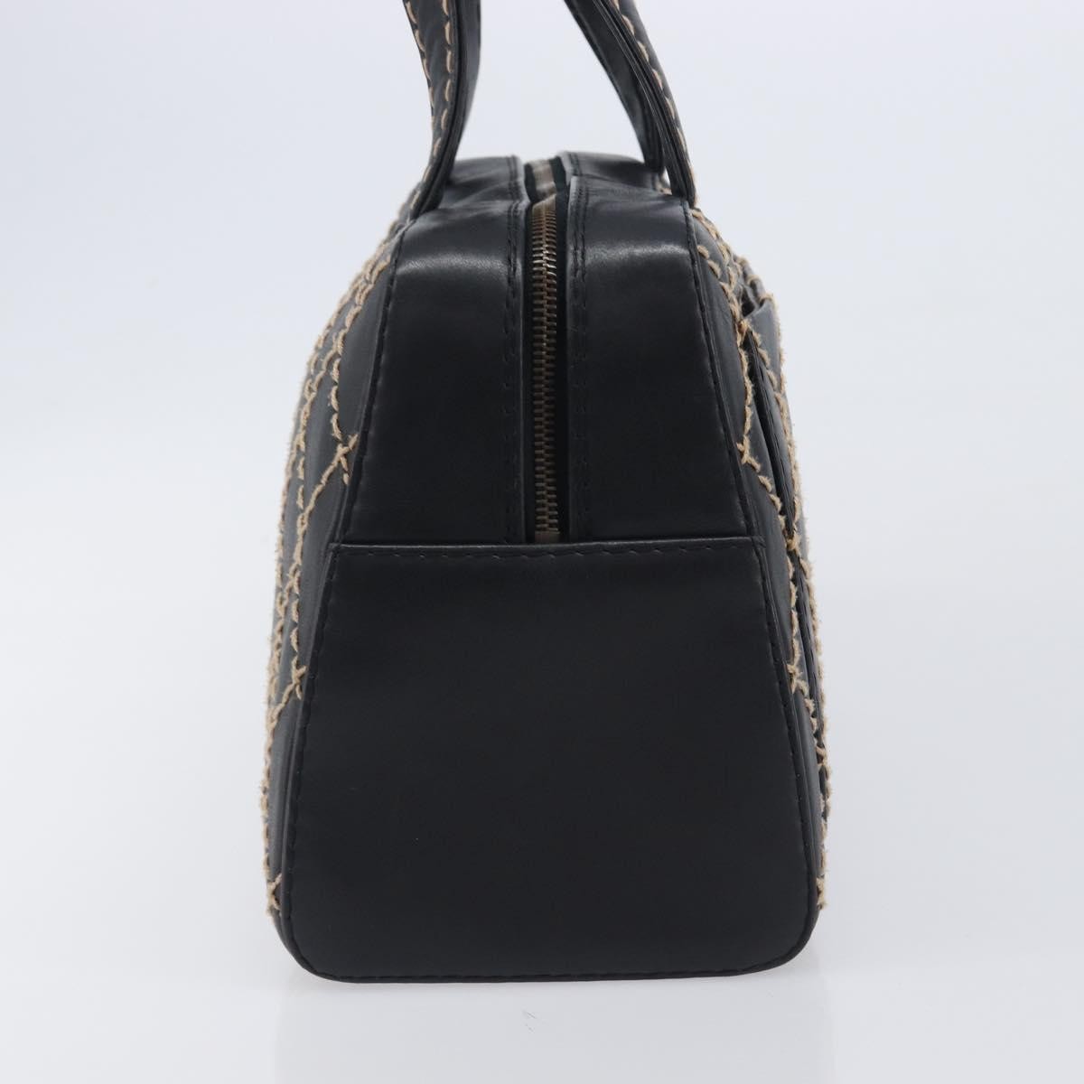Chanel Surpique Boston Quilted Leather Black Leather Handbag (Pre-Owned)