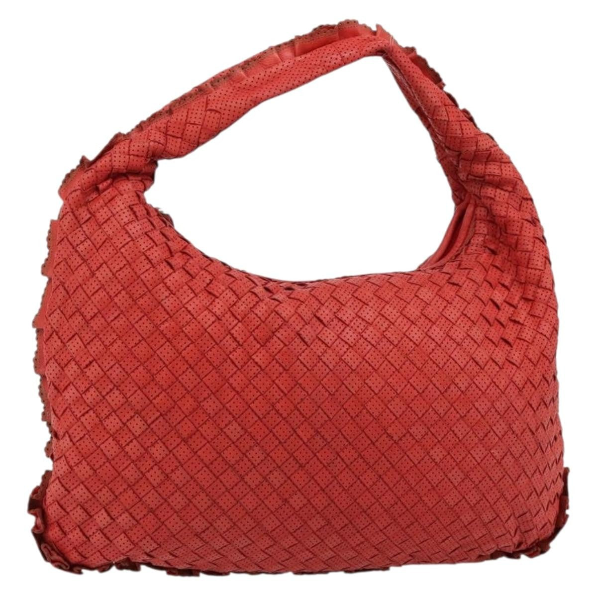 Bottega Veneta Intrecciato Shoulder Leather Red Leather Shoulder Bag Bag (Pre-Owned)