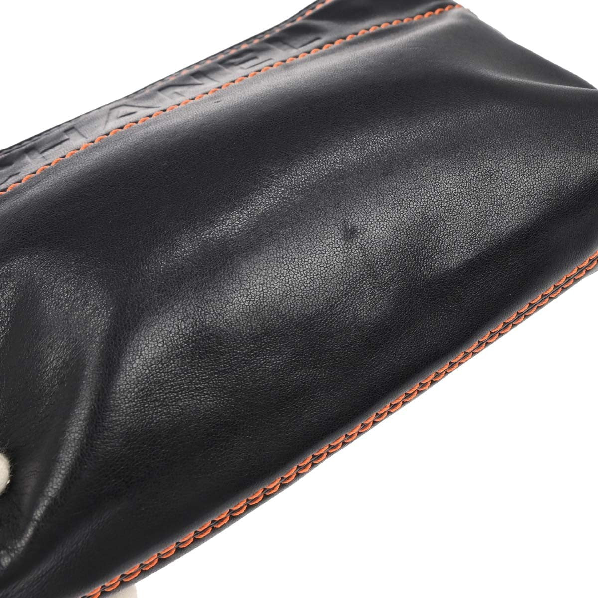 Chanel Lax Pochette Leather Black Leather Clutche & Pouche Bag (Pre-Owned)