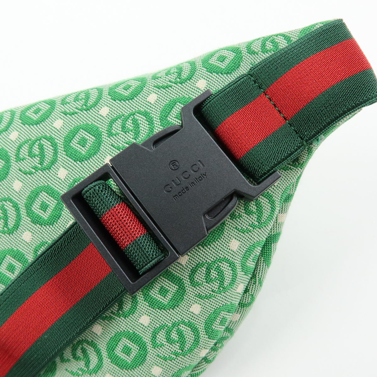 Gucci Children's Belt Printed Gg Coated Canvas Green Canvas Handbag (Pre-Owned)