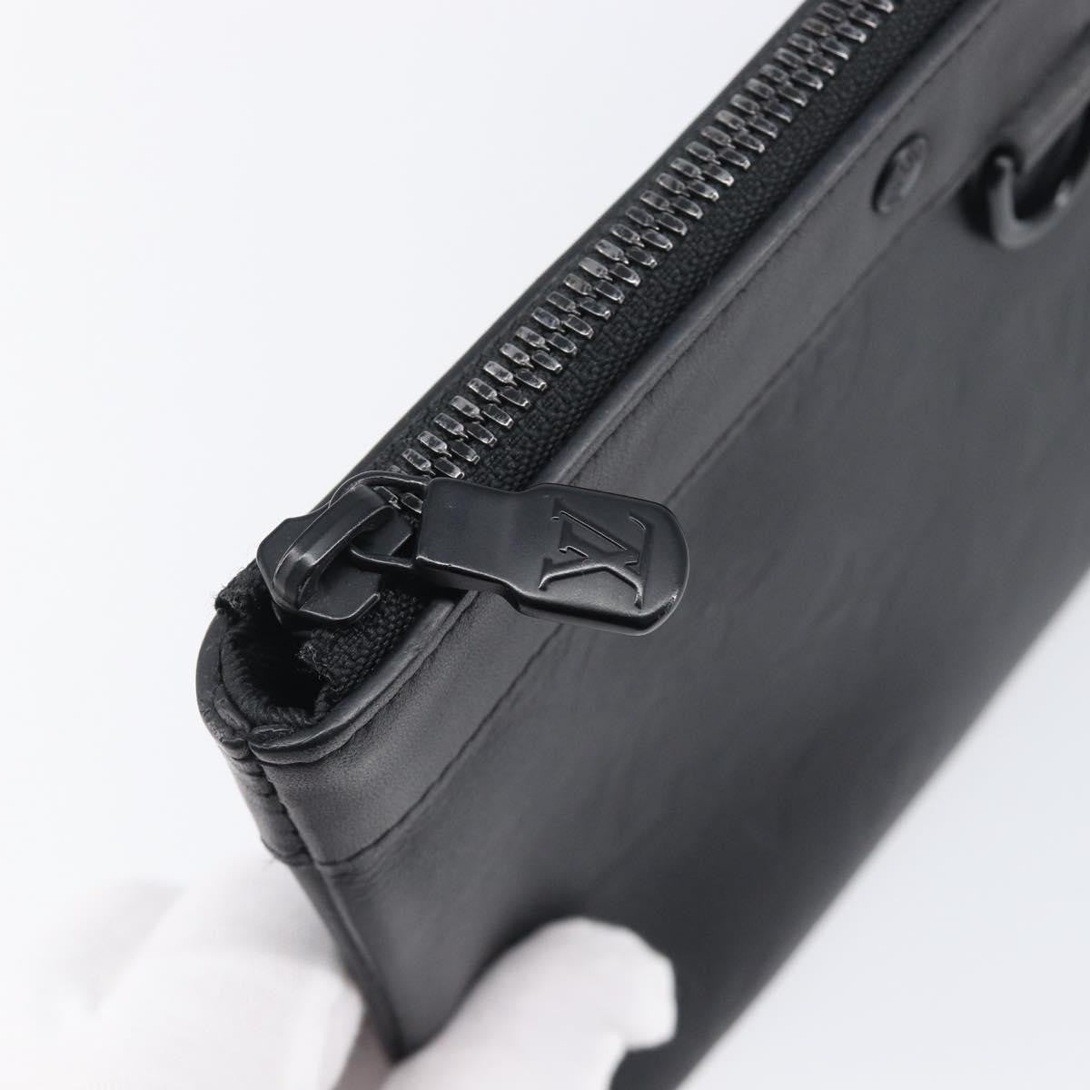 Louis Vuitton Discovery Pochette Monogram Shadow Leather Black Leather Clutche & Pouche Bag (Pre-Owned)