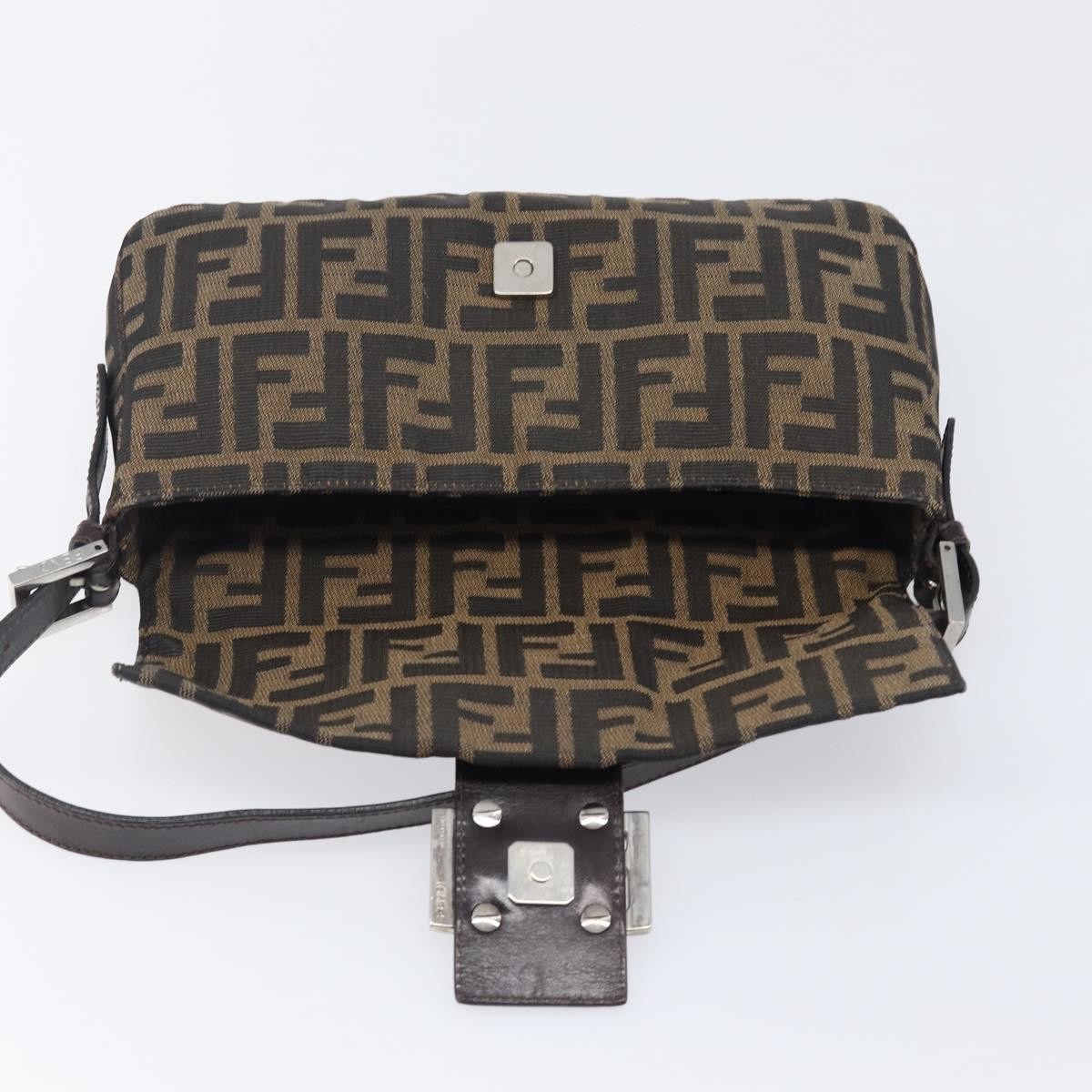 Fendi Mamma Baguette Zucca Jacquard Velvet Brown Canvas Shoulder Bag Bag (Pre-Owned)