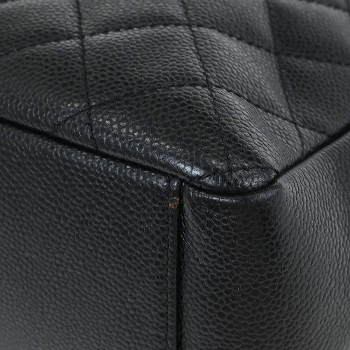 Chanel Petite Shopping Tote Quilted Caviar Black Leather Tote Bag Bag (Pre-Owned)