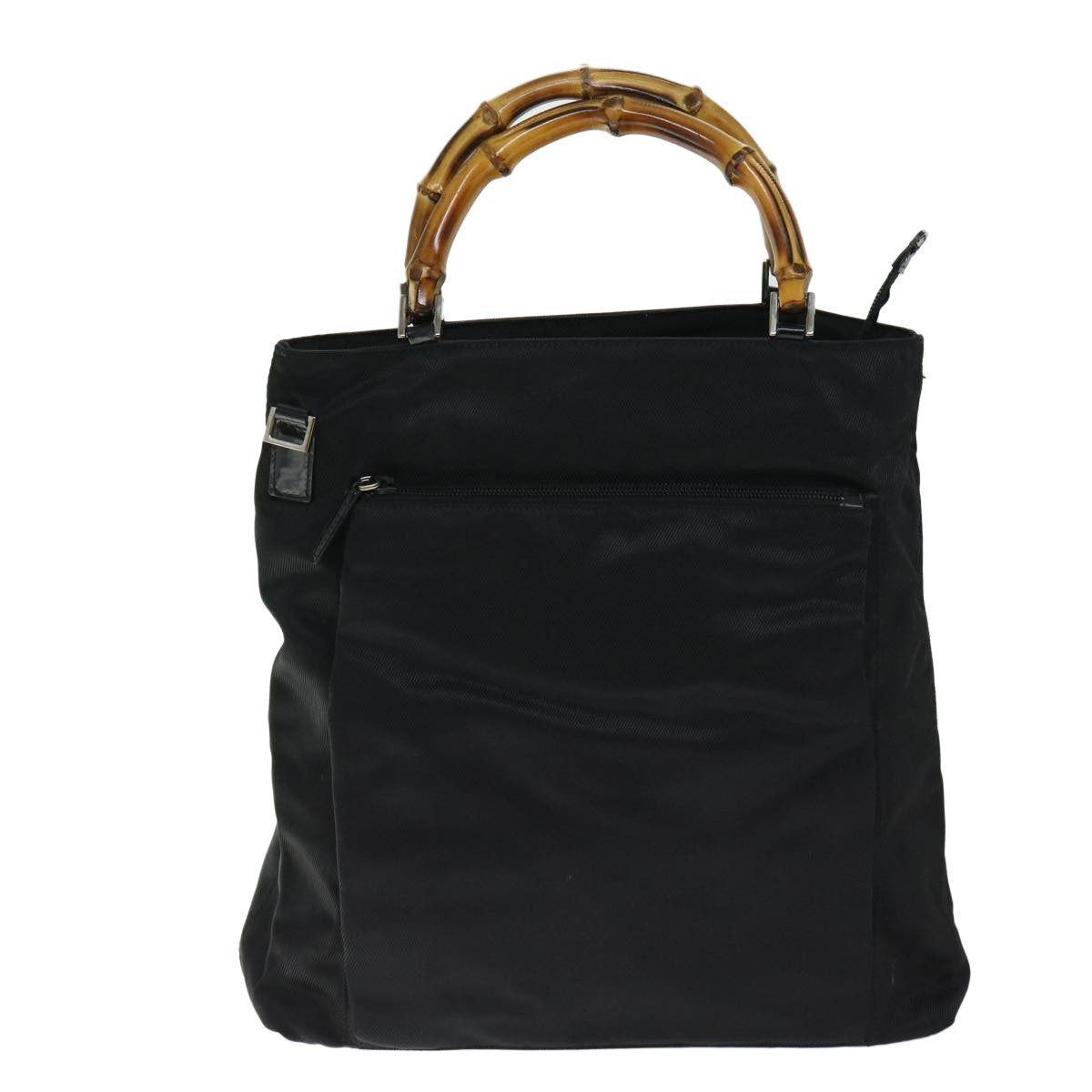 Gucci Vintage Bamboo Handle Nylon Black Nylon Tote Bag Bag (Pre-Owned)