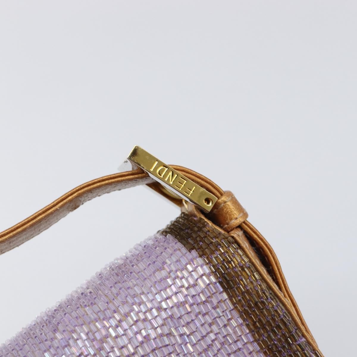 Fendi Baguette Paillettes Embellished Leather Purple Leather Handbag (Pre-Owned)