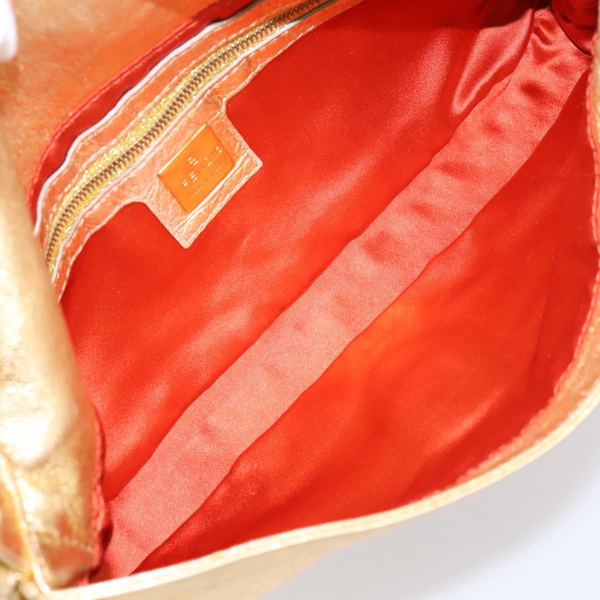 Fendi Mamma Baguette Zucca Jacquard Velvet Gold Leather Shoulder Bag Bag (Pre-Owned)