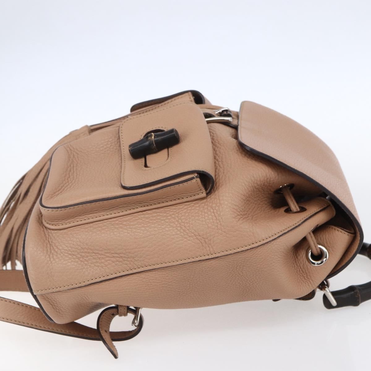 Gucci Vintage Bamboo Leather Beige Leather Backpack Bag (Pre-Owned)