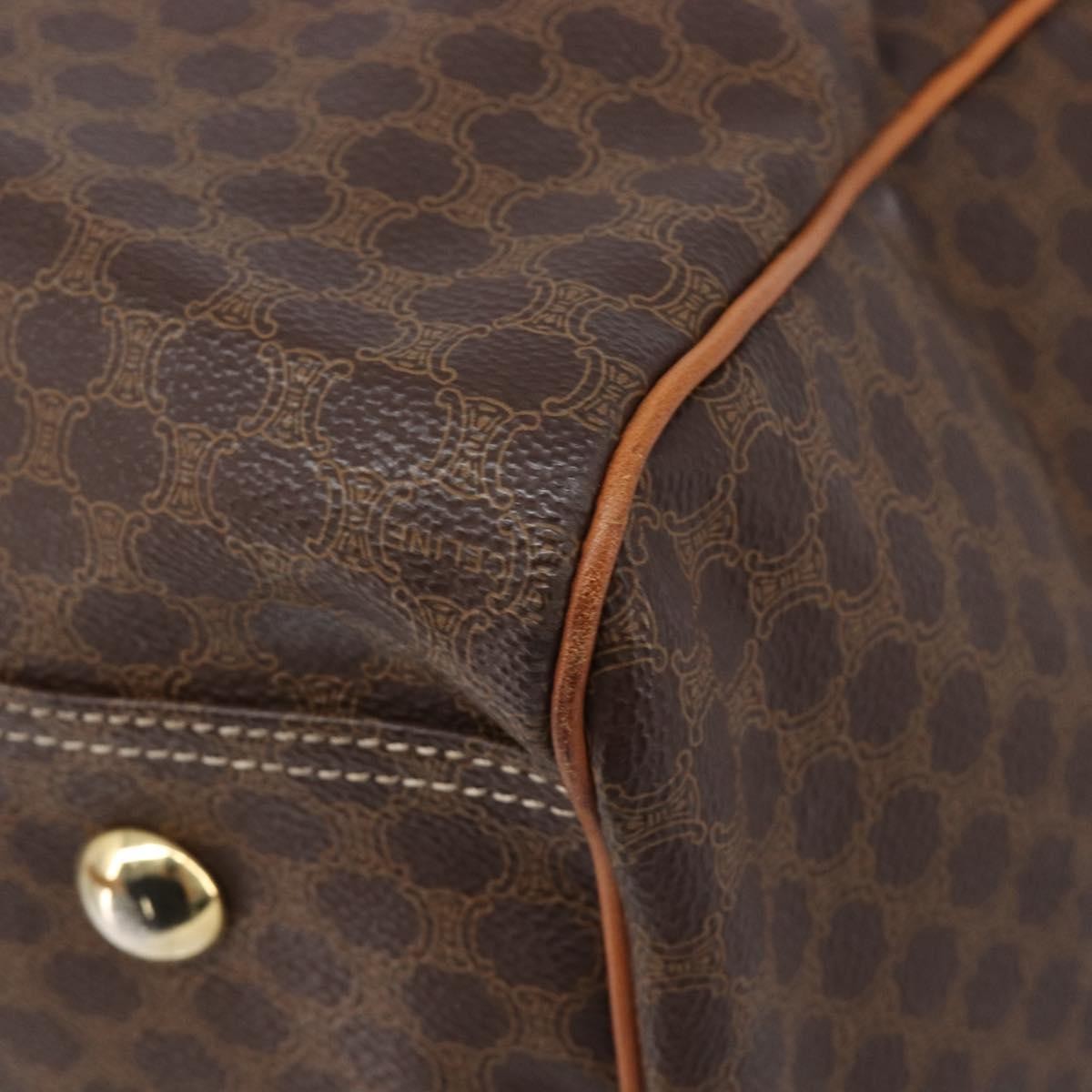 Celine Boston Triomphe Coated Canvas Brown Canvas Handbag (Pre-Owned)