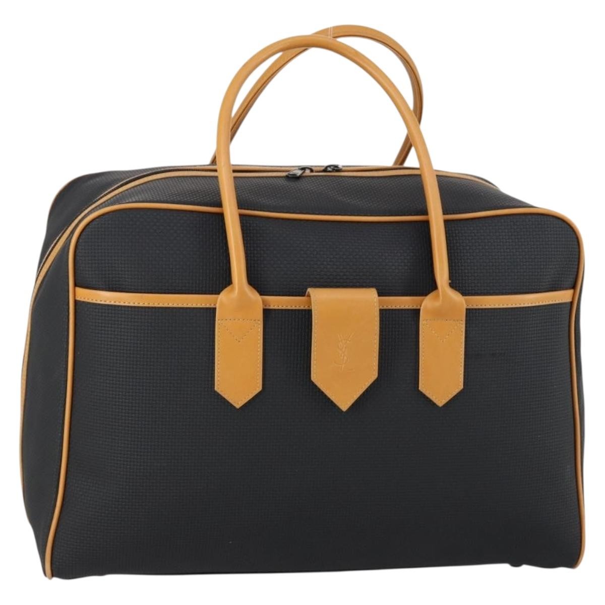 Saint Laurent Vintage Boston Pvc Leather Black Pvc Travel Bag Bag (Pre-Owned)