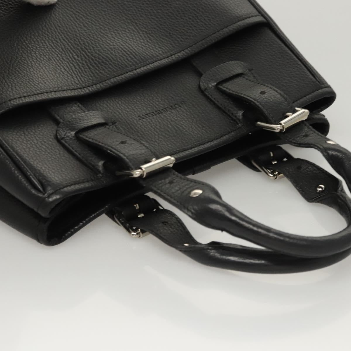 Burberry Vintage Vintage Check Coated Canvas Black Leather Handbag (Pre-Owned)
