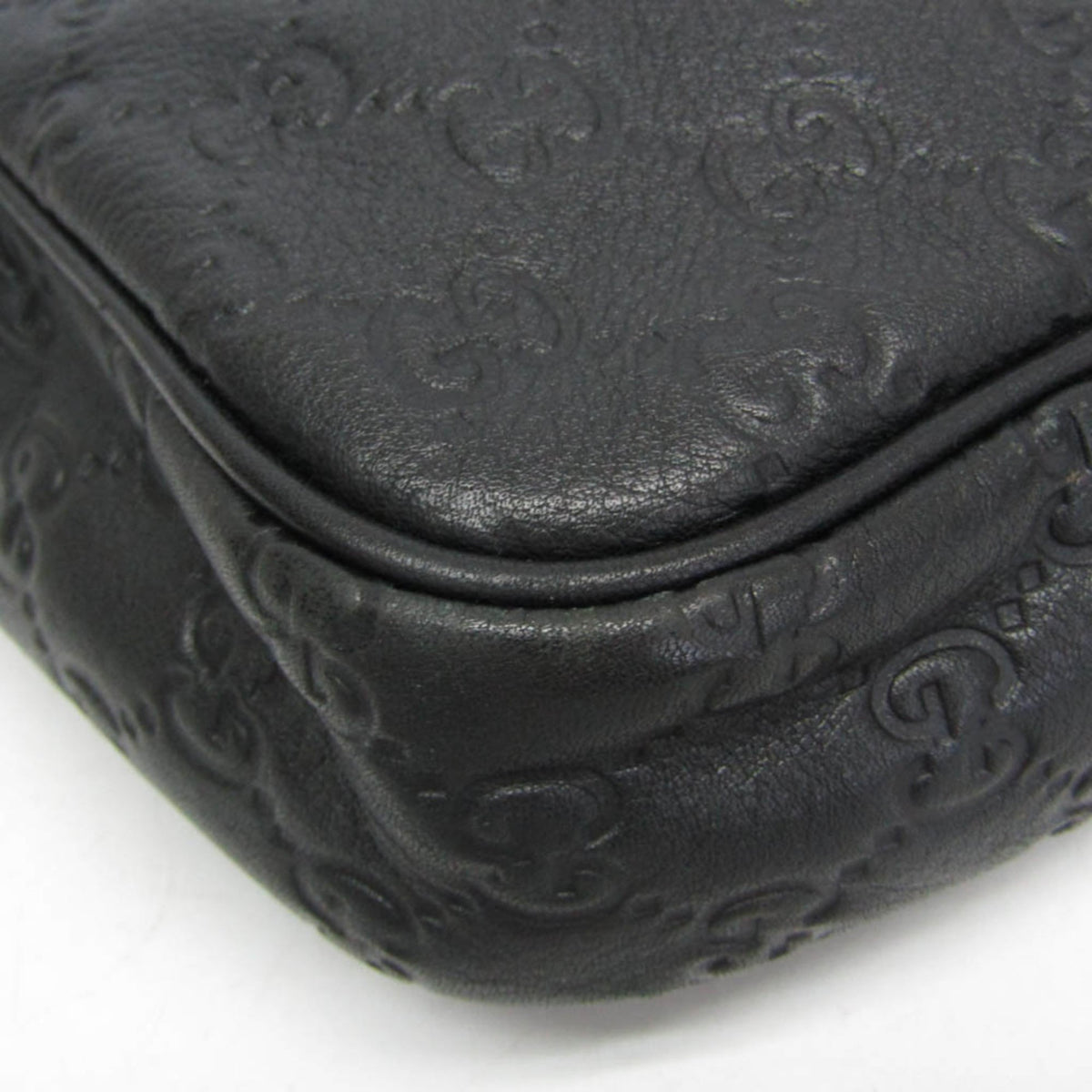 Gucci Convertible Briefcase Guccissima Leather Black Leather Briefcase Bag (Pre-Owned)