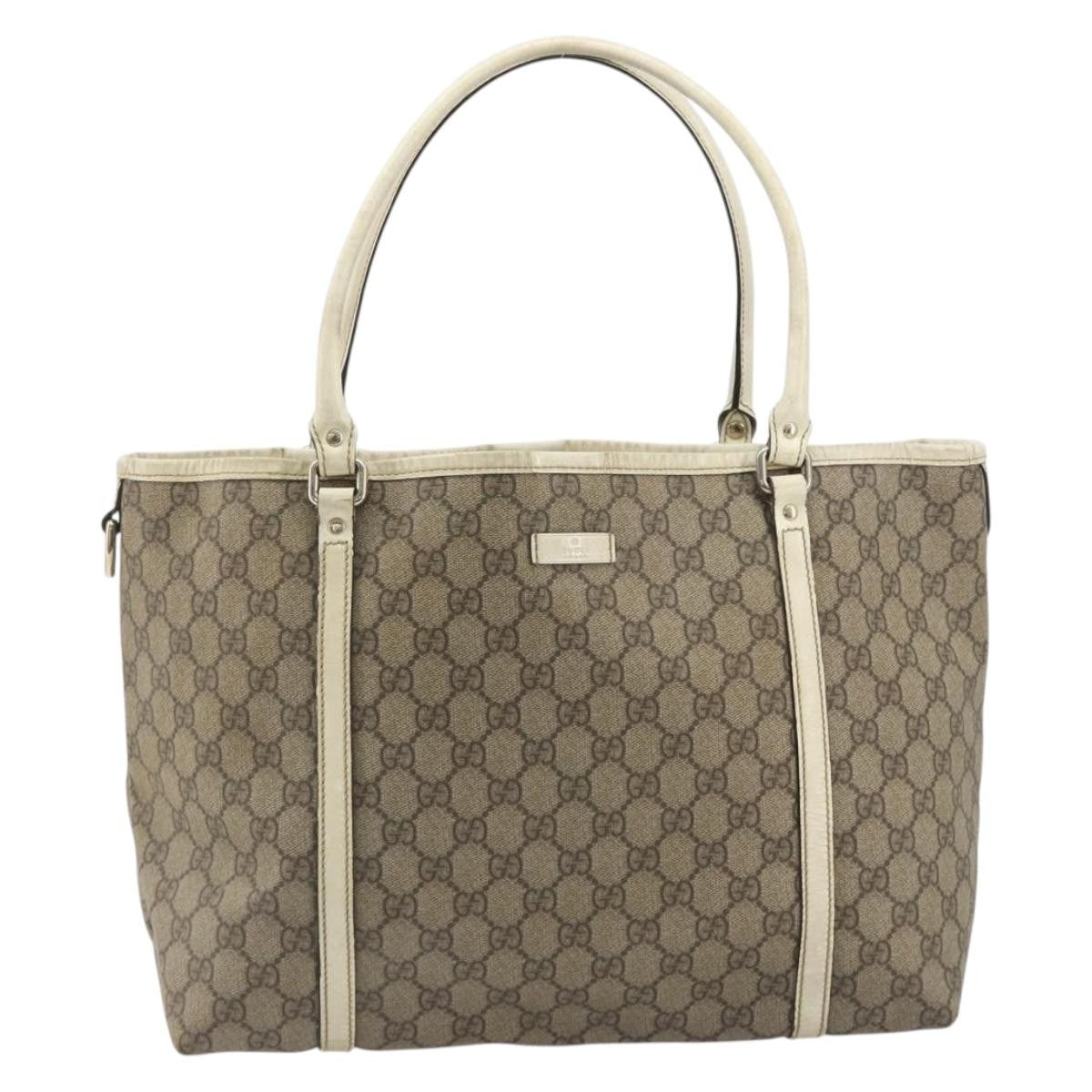 Gucci Joy Tote Gg Coated Canvas With Leather Beige Canvas Tote Bag Bag (Pre-Owned)