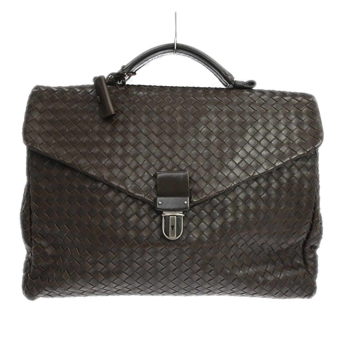 Bottega Veneta Envelope Intrecciato Nappa Brown Leather Briefcase Bag (Pre-Owned)