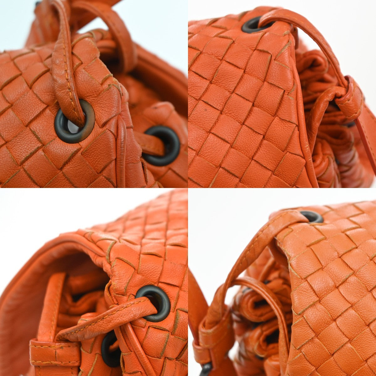 Bottega Veneta Intrecciato Shoulder Leather Orange Leather Handbag (Pre-Owned)