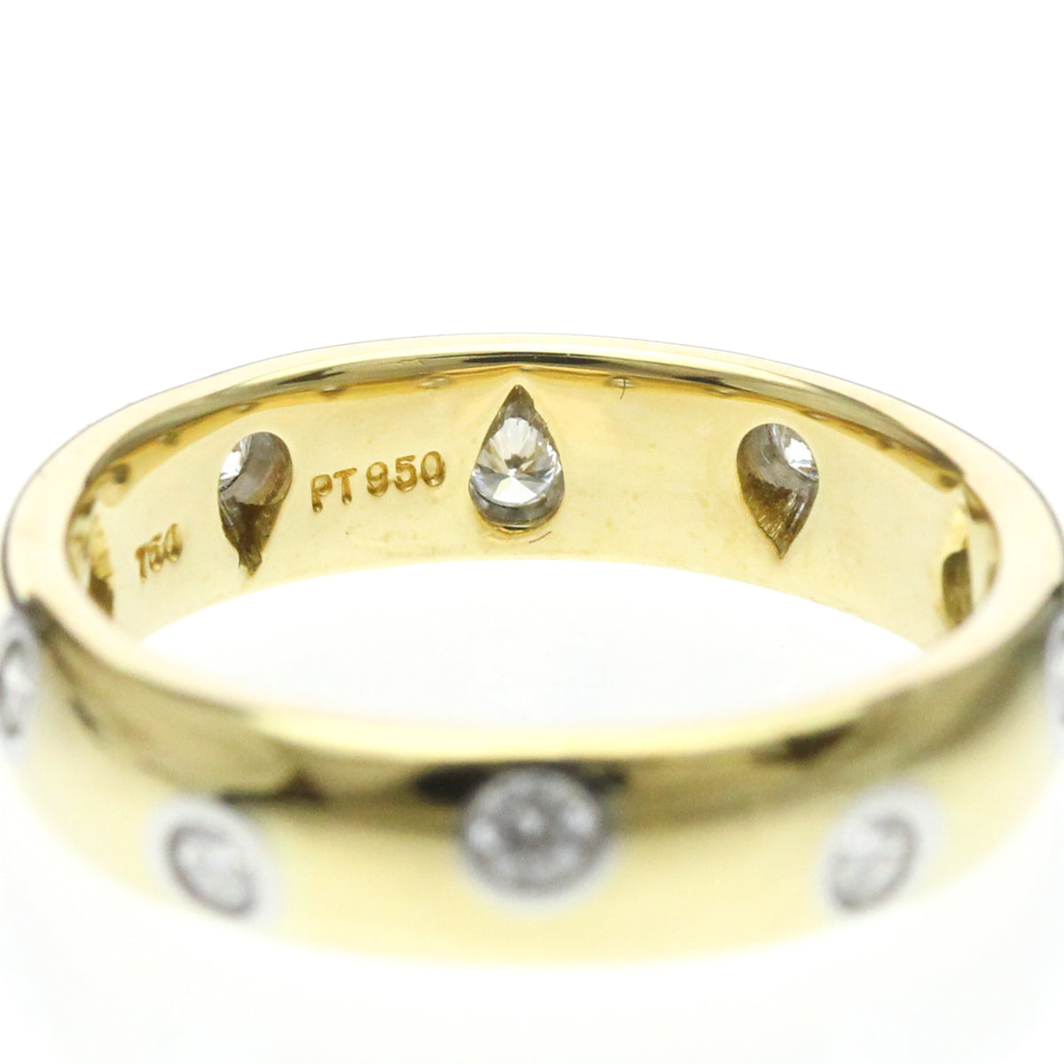 Tiffany & Co. Dots Platinum And Yellow Gold (18K) With Diamond Gold Yellow_Gold Ring Jewelry (Pre-Owned)