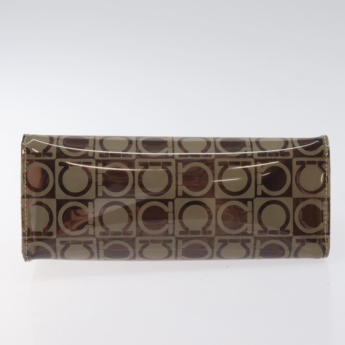 Salvatore Ferragamo Gancini Canvas Brown Vinyl Clutche & Pouche Bag (Pre-Owned)