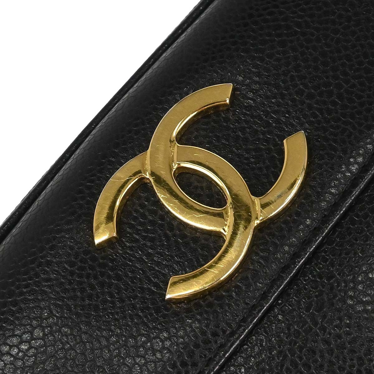 Chanel Triple Cc Chain Shoulder Caviar Leather Black Leather Shoulder Bag Bag (Pre-Owned)
