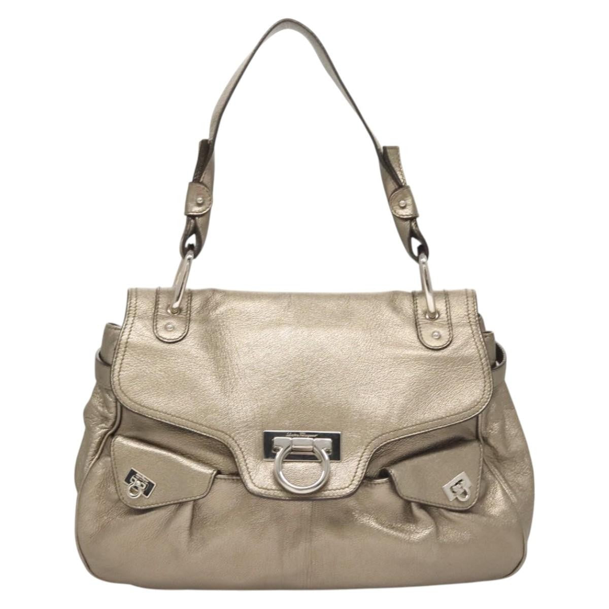 Salvatore Ferragamo Sofia Satchel Leather Gold Leather Shoulder Bag Bag (Pre-Owned)