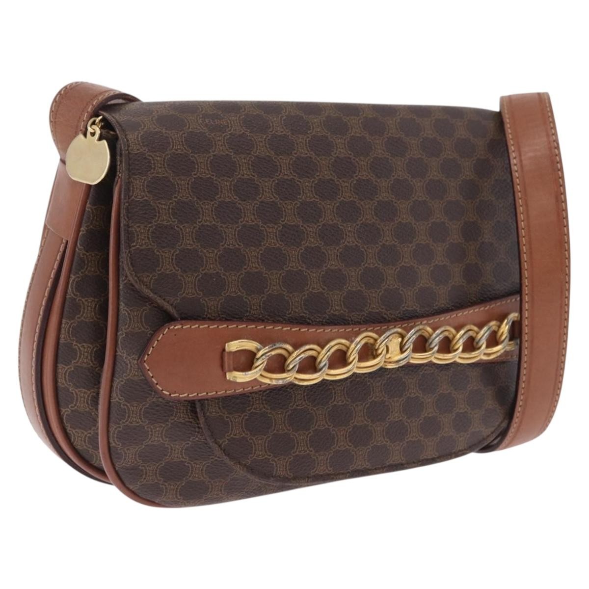 Celine Macadam Shoulder Canvas Brown Canvas Crossbody Bag Bag (Pre-Owned)