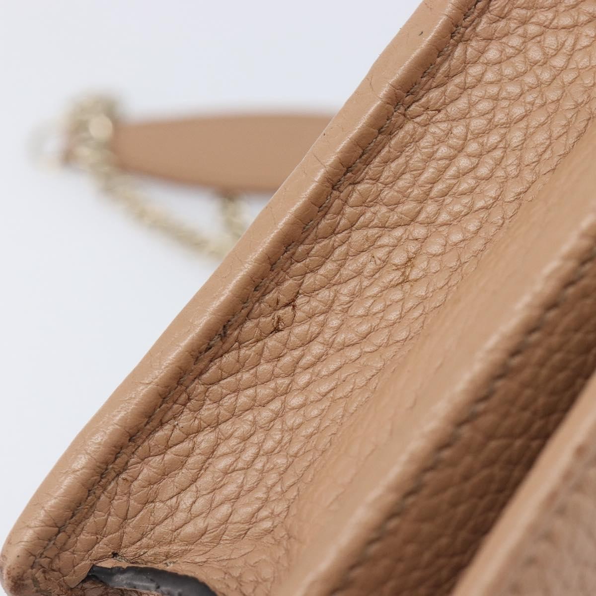 Gucci Soho Wallet On Chain Leather Beige Leather Shoulder Bag Bag (Pre-Owned)