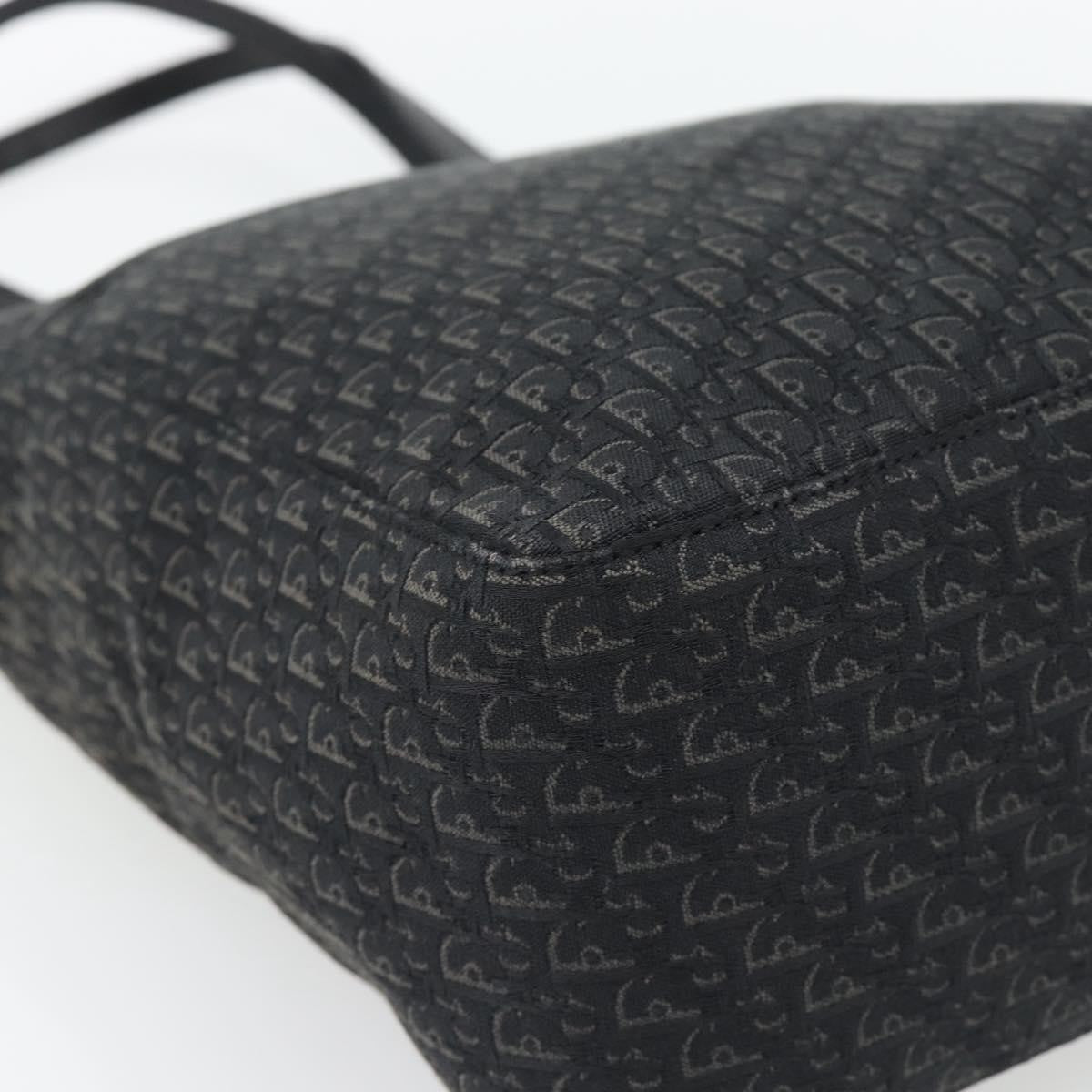 Christian Dior Vintage Open Pocket Diorissimo Canvas Black Canvas Tote Bag Bag (Pre-Owned)