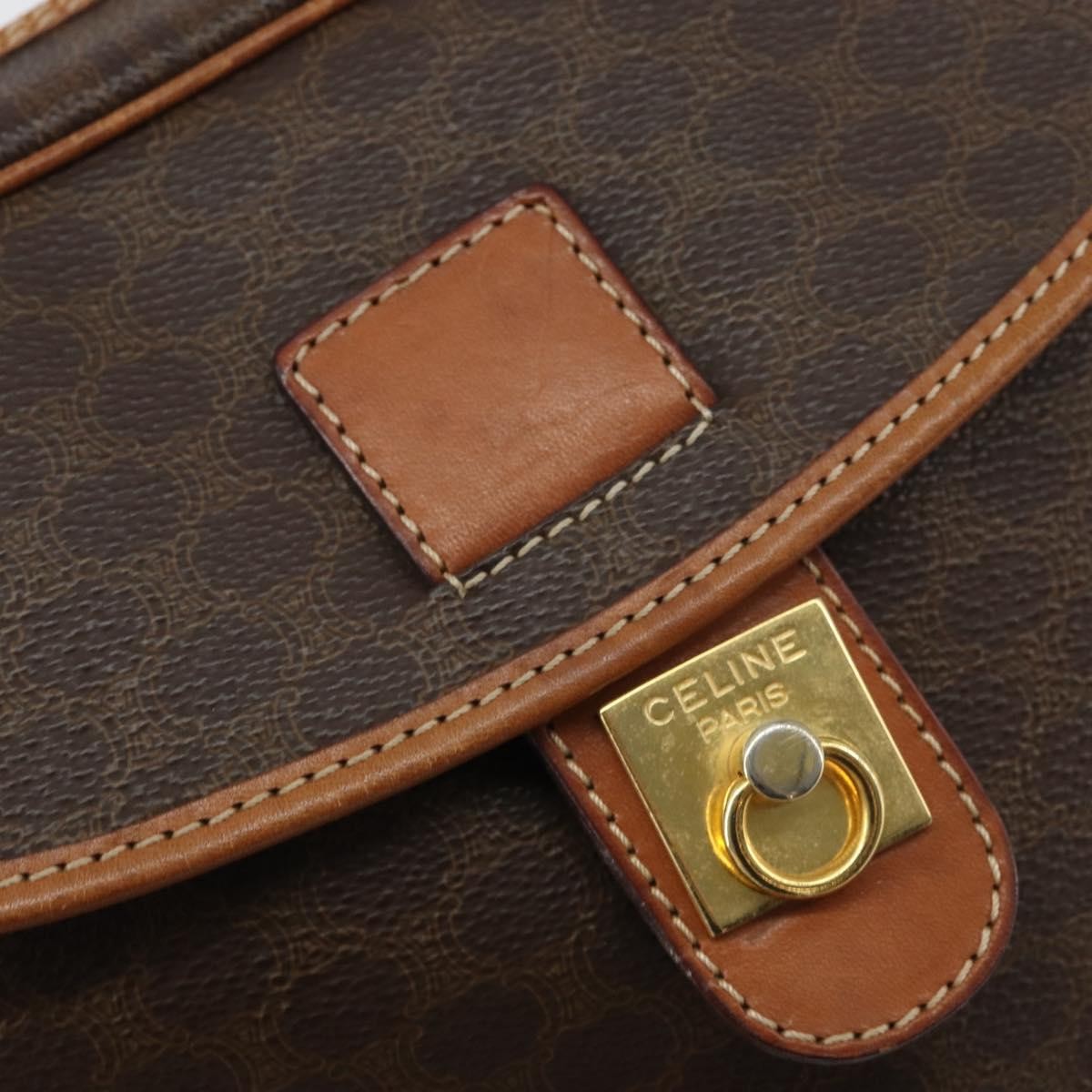 Celine Vintage Macadam Canvas And Leather Brown Canvas Shoulder Bag Bag (Pre-Owned)