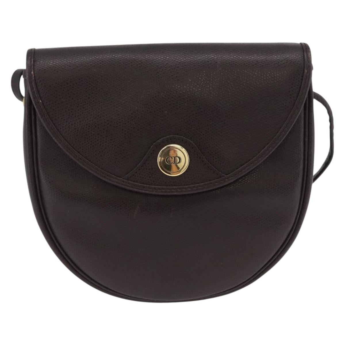 Christian Dior Vintage Cd Logo Leather Brown Leather Shoulder Bag Bag (Pre-Owned)