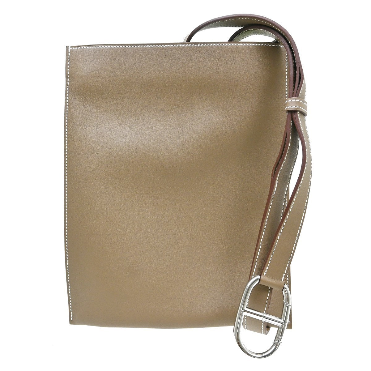 Hermes Pochenplus Sling Leather Gray Leather Shoulder Bag Bag (Pre-Owned)