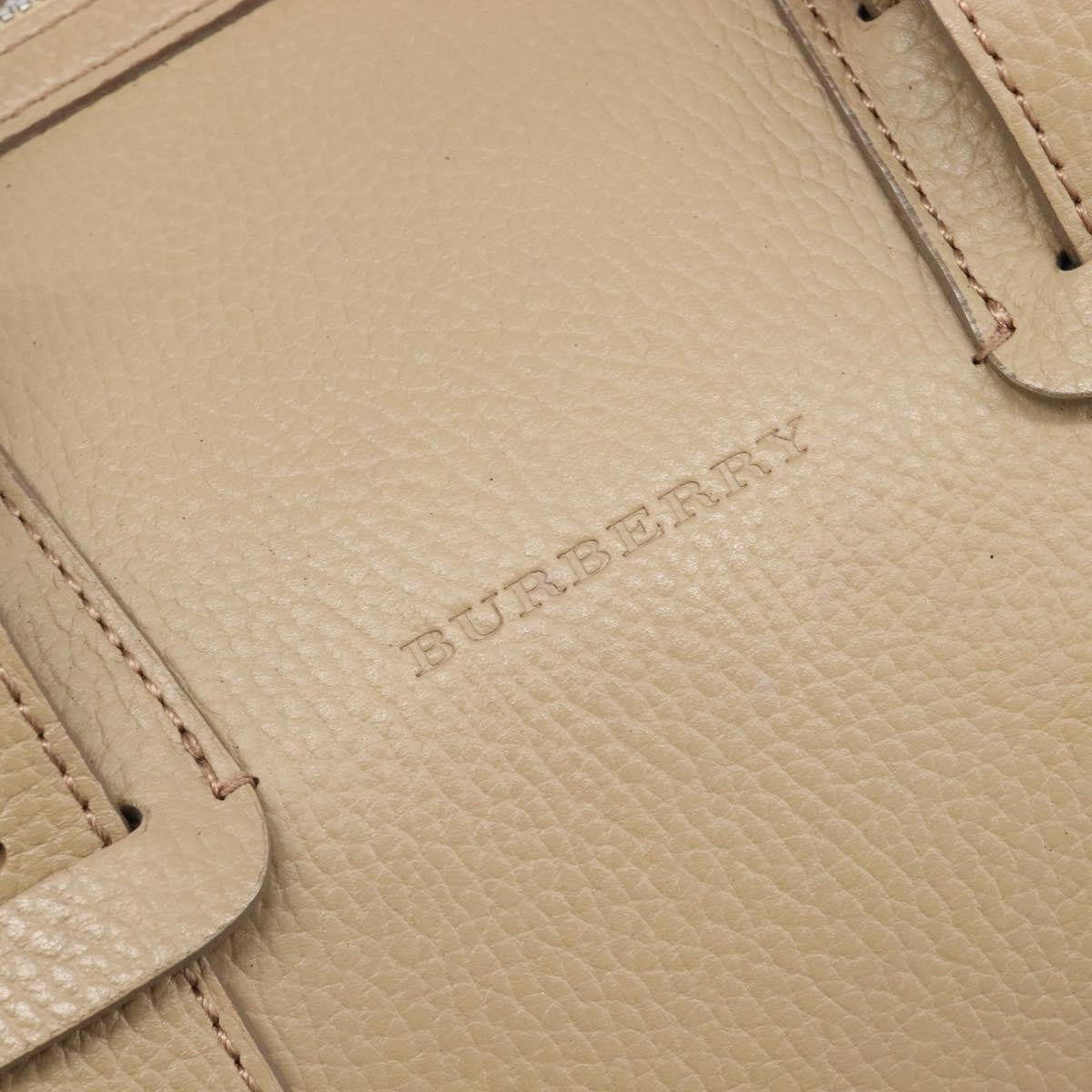 Burberry Belted Boston Leather Beige Leather Handbag (Pre-Owned)