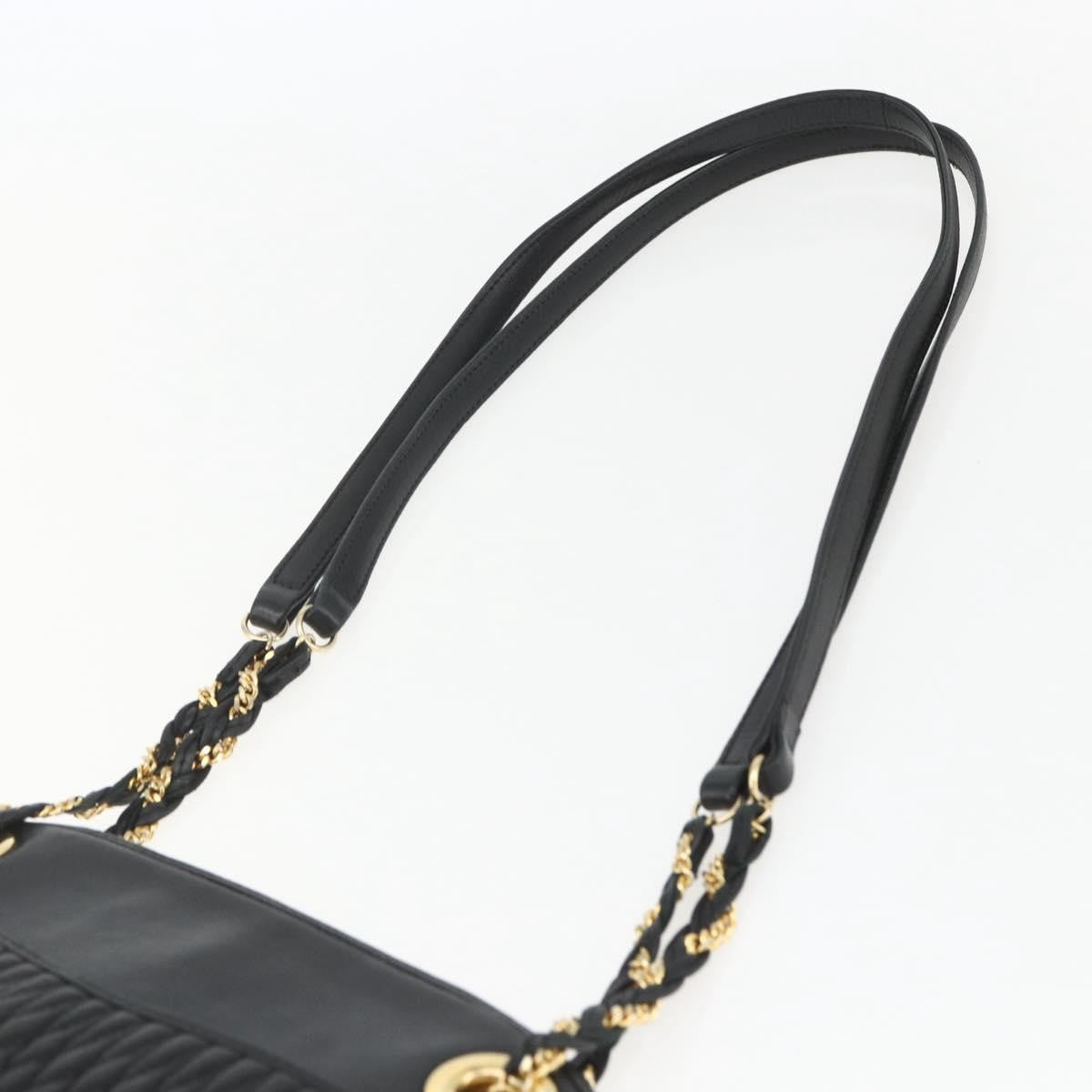 Bally Vintage Chain Quilted Leather Black Leather Shoulder Bag Bag (Pre-Owned)