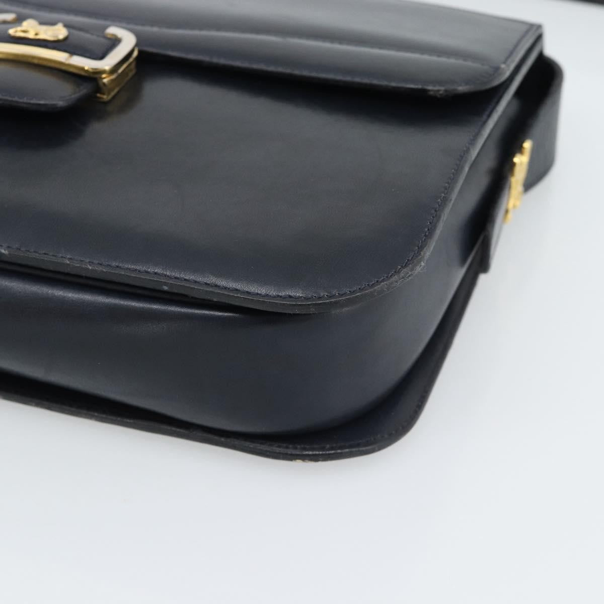 Celine Vintage Horse Carriage Bag Trihomphe Leather Navy Leather Shoulder Bag Bag (Pre-Owned)