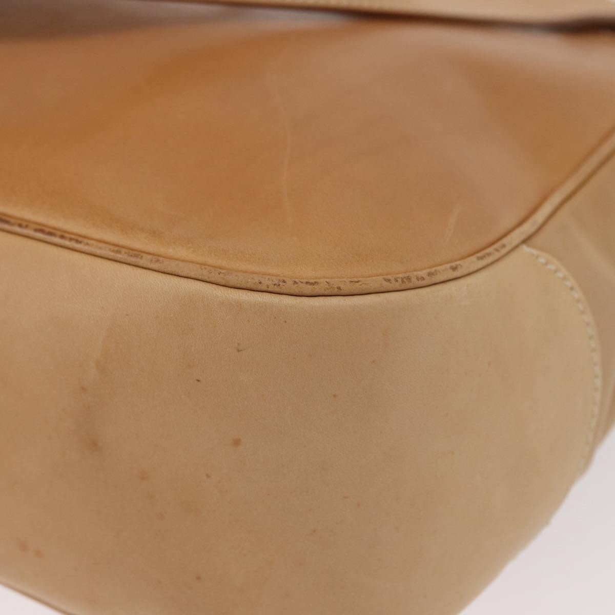Salvatore Ferragamo Gancini Leather Beige Leather Shoulder Bag Bag (Pre-Owned)