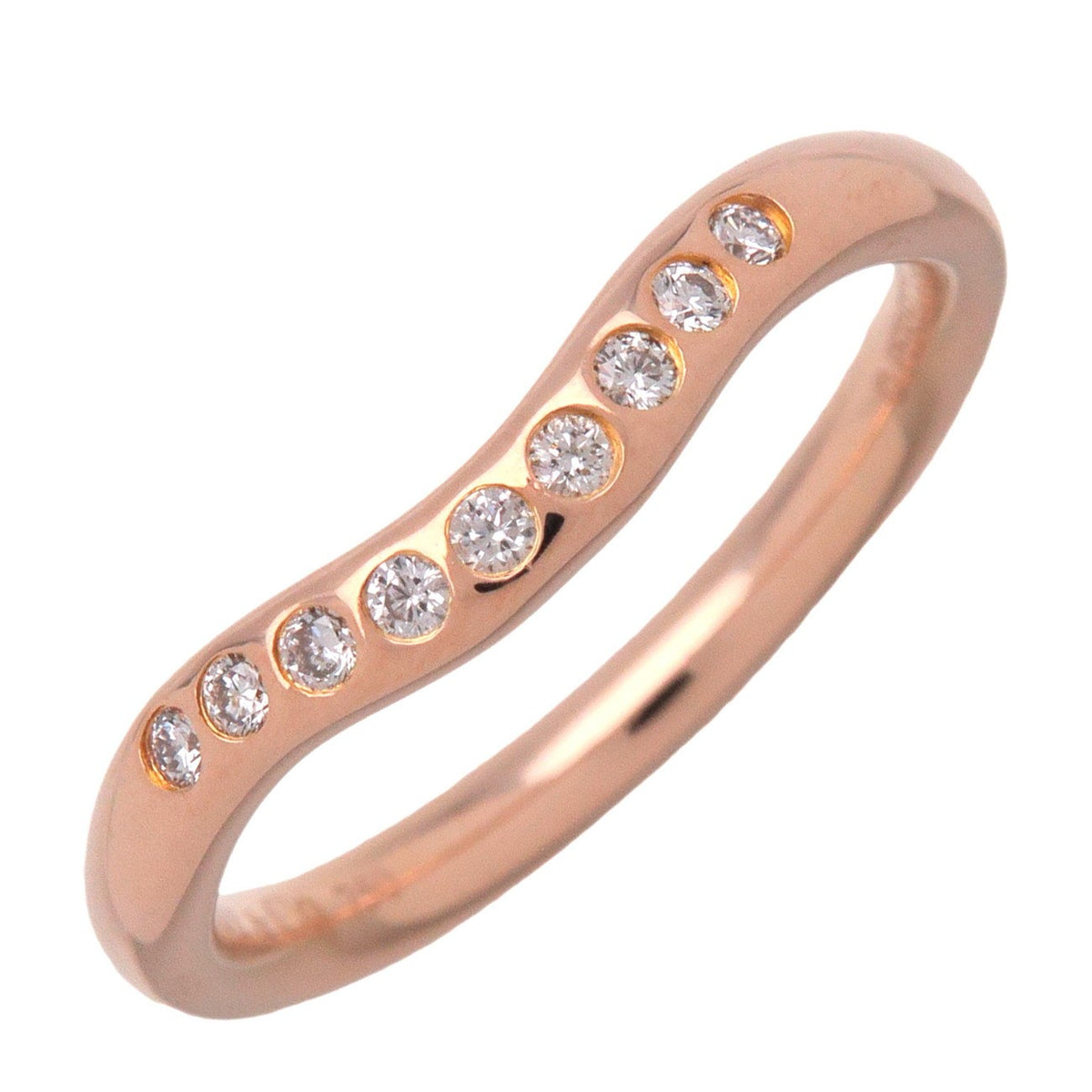 Tiffany & Co. Elsa Peretti Curved Wedding Band 18K Yellow Gold With Diamond Gold Rose_Gold Ring Jewelry (Pre-Owned)