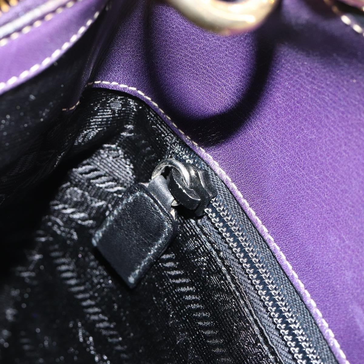 Prada Chain Leather Purple Leather Handbag (Pre-Owned)