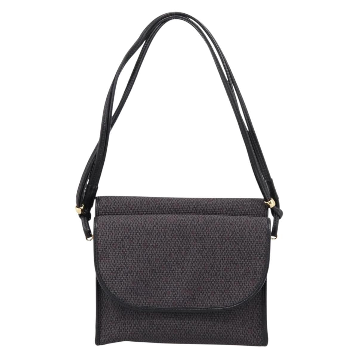 Saint Laurent Vintage Shoulder Bag Leather Gray Canvas Shoulder Bag Bag (Pre-Owned)
