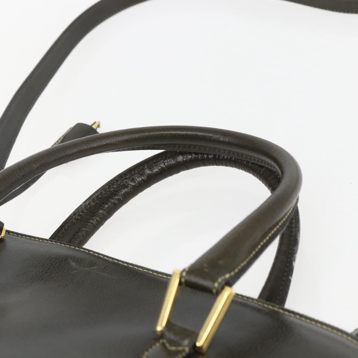 Salvatore Ferragamo Vintage Leather Khaki Leather Handbag (Pre-Owned)