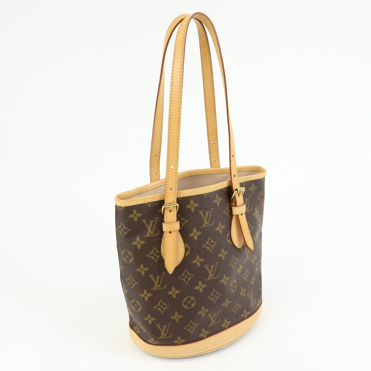 Louis Vuitton Petit Bucket Monogram Canvas Brown Canvas Handbag (Pre-Owned)