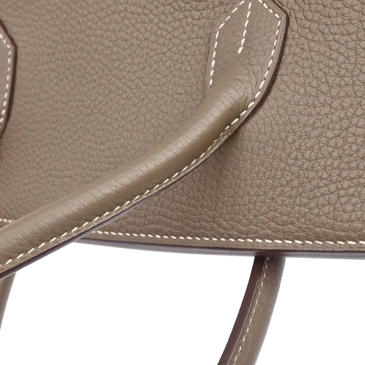 Hermes Birkin Etoupe Togo With Gold Hardware Gray Calfskin Handbag (Pre-Owned)