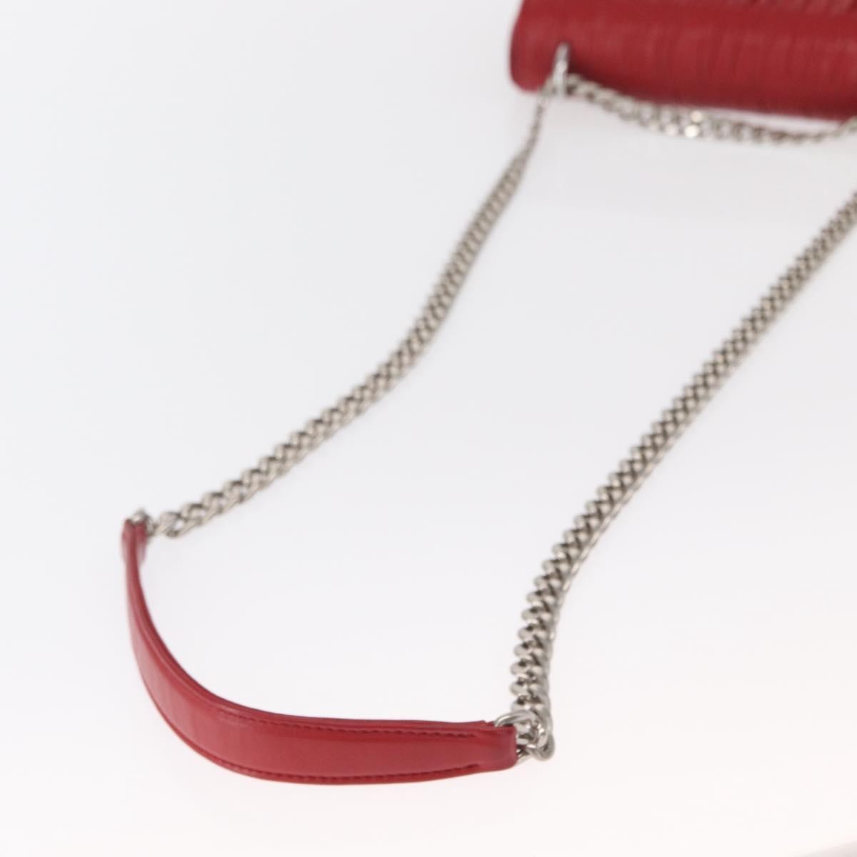 Prada Gaufre Chain Flap Nappa Leather Red Leather Shoulder Bag Bag (Pre-Owned)