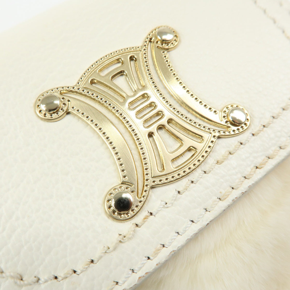Celine Triomphe Leather Beige Leather Shoulder Bag Bag (Pre-Owned)