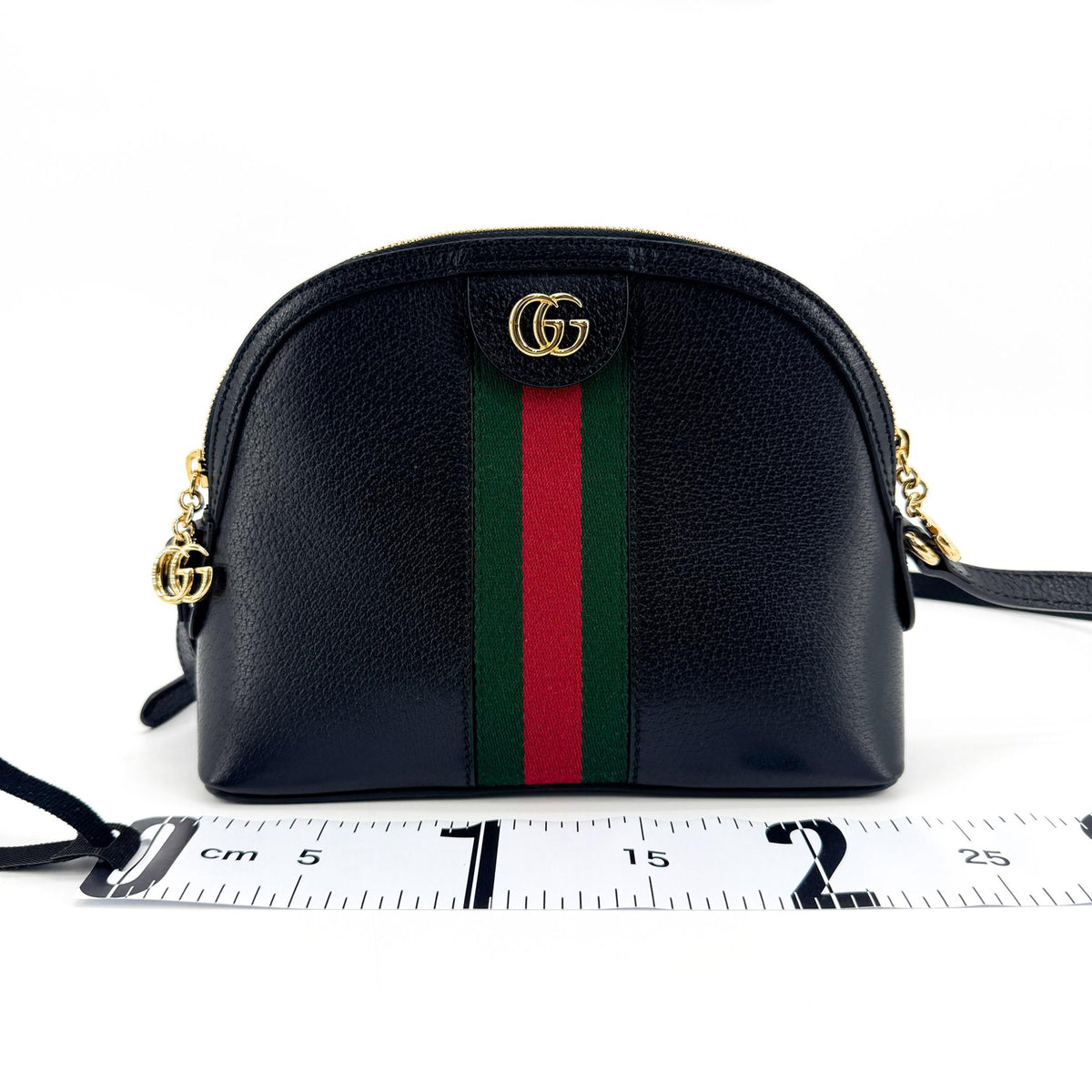 Gucci Ophidia Dome Leather Black Leather Shoulder Bag Bag (Pre-Owned)