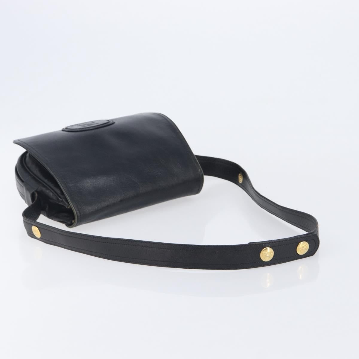 Celine Shoulder Leather Black Leather Shoulder Bag Bag (Pre-Owned)