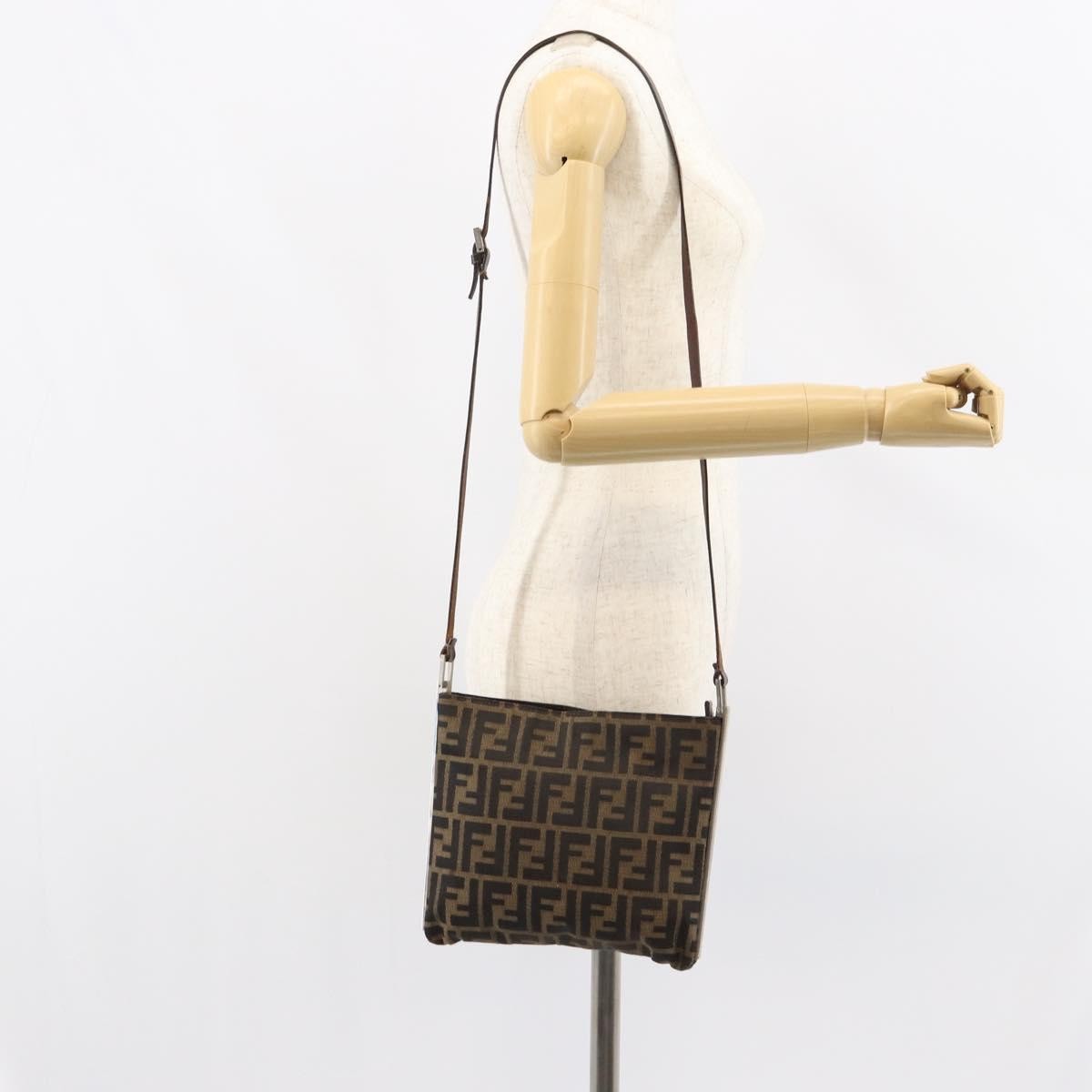 Fendi Vintage Shoulderbag Canvas Brown Canvas Shoulder Bag Bag (Pre-Owned)