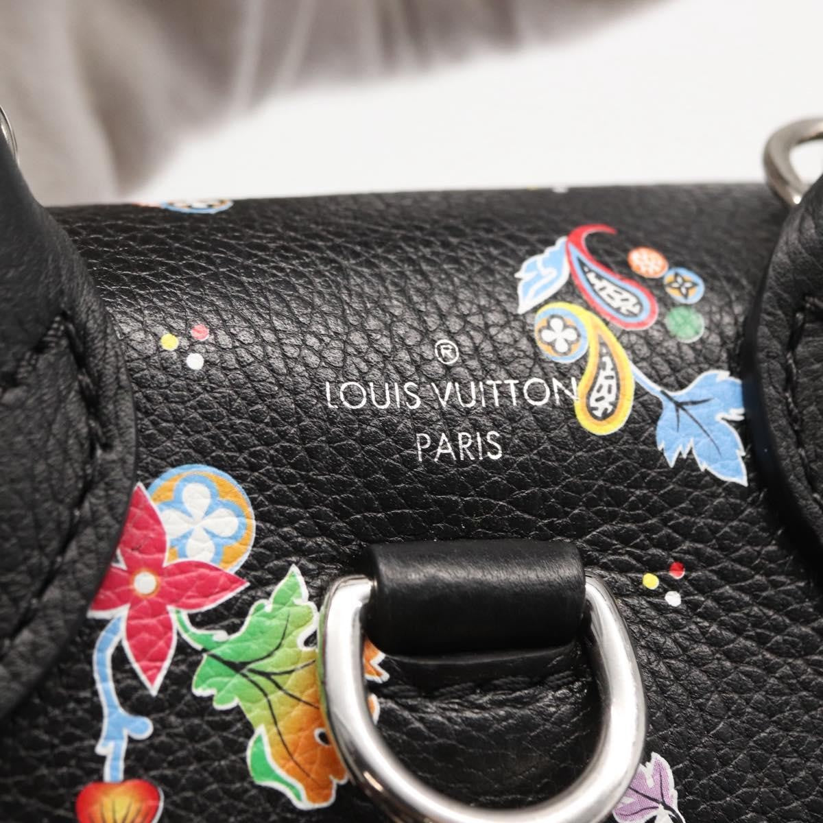 Louis Vuitton Lockme Floral Printed Leather Black Leather Backpack Bag (Pre-Owned)