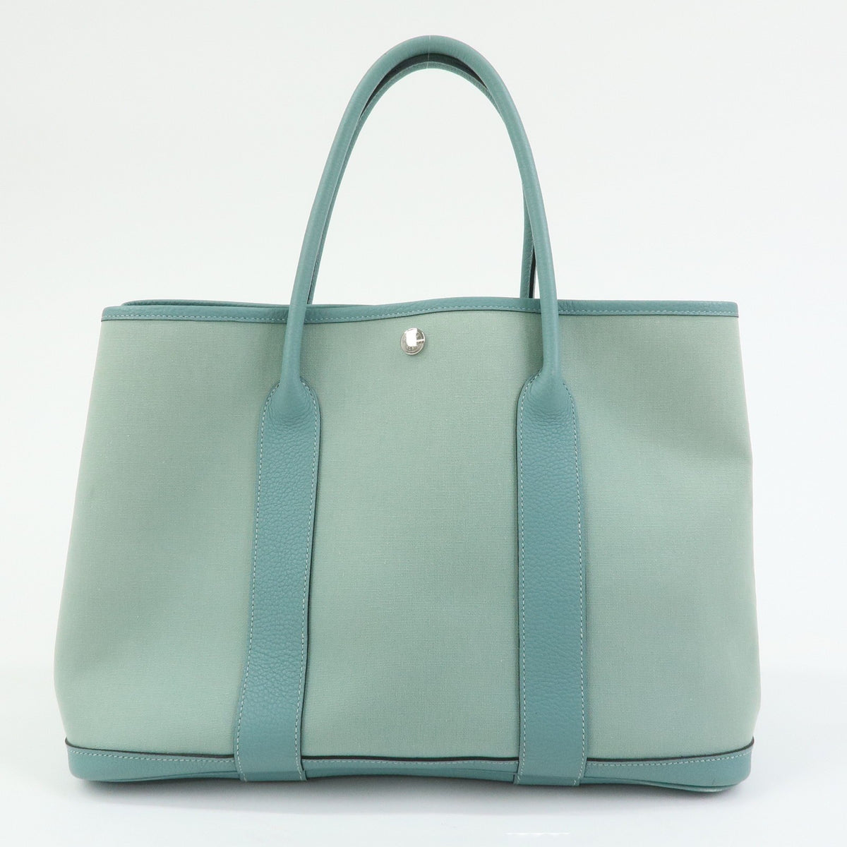 Hermes Garden Party Toile And Leather Green Canvas Tote Bag Bag (Pre-Owned)